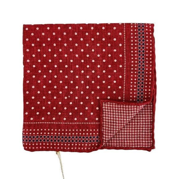 NWT Brunello Cucinelli Men’s Double-Face Silk Pocket Square - Polka Dot & Hounds - Picture 1 of 8